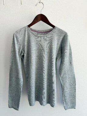 Mini Boden Grey Marl Pointelle Long Sleeve Top